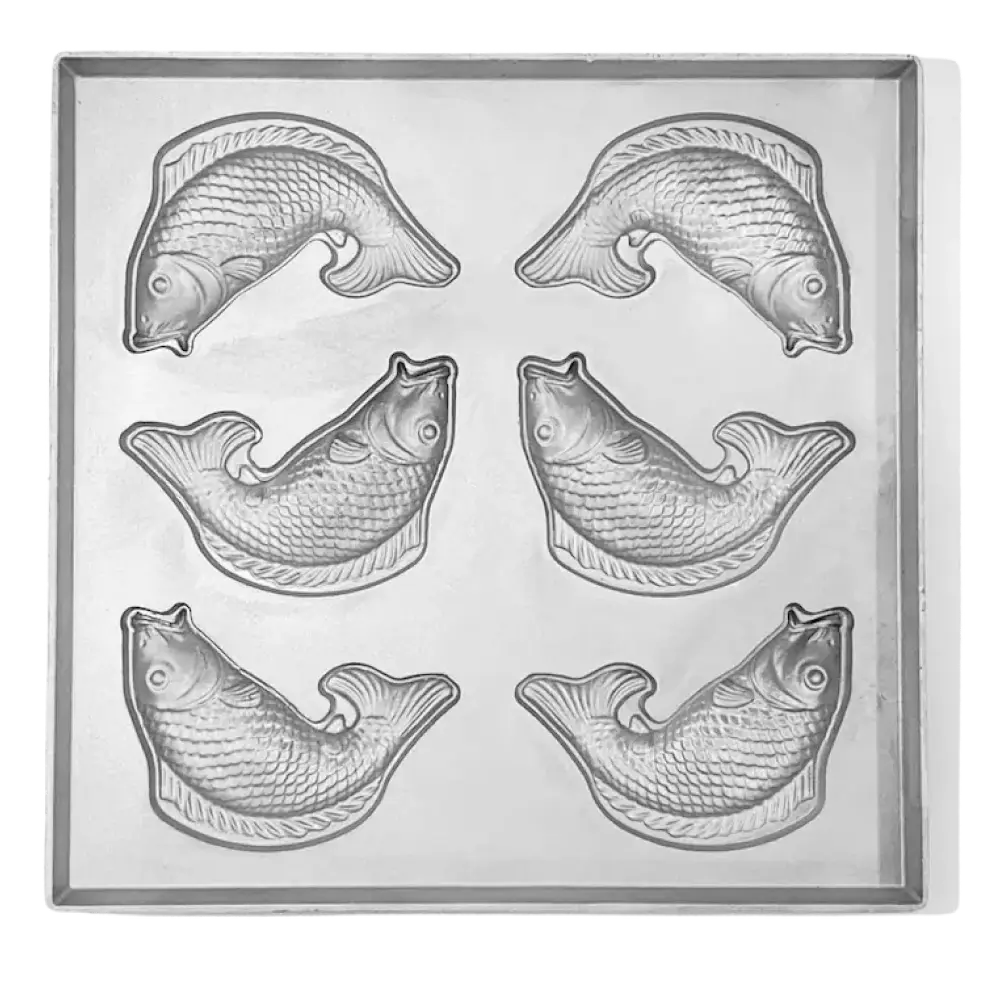 FJ 983C - 6 IKAN, 10-Inch Square Aluminium Acuan Kuih Bahulu